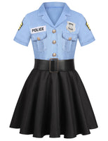 1 x RAW Customer Returns Miulruma Police Costume Girls Police Officer Dress Equipment Police Trowel Police Toy Set for Children Girls Carnival Theme Party Police Costume A026L - RRP €30.24