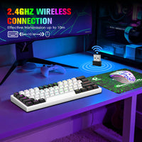 1 x RAW Customer Returns 60 Compact Mini Gaming Wireless Keyboard and Mouse Set - White Mixed Black 2 in 1 USB Receiver - Type C Rechargeable Illuminated Keyboard - Ergonomics Breathing Light Mouse for PC PS4 Mac Laptop - RRP €43.21