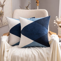 1 x RAW Customer Returns MIULEE Cushion Cover Decorative Geometric Pattern Throw Pillow Scandinavian Cushion Cover Sofa Cushion Couch Cushion Decorative Pillow Diamond Modern for Sofa Living Room Bedroom 40 x 40 cm Set of 2 Dark Blue - RRP €15.47