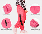 1 x RAW Customer Returns Girls Hip Hop Pants Kids Cargo Pants Elastic Joggers for Streetwear Dance Pink, 146-152  - RRP €31.99