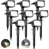 1 x RAW Customer Returns btfarm Pack of 8 solar spotlights for outdoor gardens, 72 LED solar lights for outdoor gardens, IP65 waterproof LED solar spotlights, outdoor solar lights, garden lighting, solar garden lights, tree, cool white - RRP €69.99