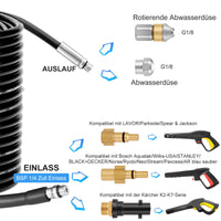 1 x RAW Customer Returns WADEO high pressure pipe cleaning hose 30m for K rcher and LAVOR, premium pipe cleaning hose set 180Bar 2610 PSI with adapter and 2 nozzles, compatible with K rcher K2 K3 K4 K5 K6 K7 - RRP €60.99