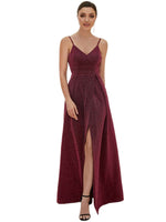 1 x RAW Customer Returns Ever-Pretty Women s Adjustable Spaghetti Straps V-Neck Floor Length A-Line Cocktail Dresses Dark Purple 42EU - RRP €59.0