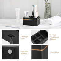 1 x RAW Customer Returns Shinowa Toothbrush Holder, 5 Compartments Electric Toothbrush Holder with Drain Hole Toothbrush Stand Resin Toothbrush Holder Bathroom Toothbrush Holder for Toothpaste, Sand Black - RRP €26.54