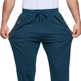 1 x RAW Customer Returns JustSun jogging pants men s training pants sports pants men s long cotton fitness pants men s zipper pockets medium blue XL - RRP €36.99