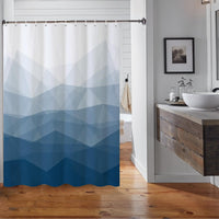 1 x RAW Customer Returns MIRRORANG 140x180cm Blue Fabric Shower Curtain Marine Ombre Geometric Mountain Shower Curtain for Bathroom Waterproof Polyester Fabric Set with Hooks - RRP €20.4