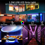 1 x RAW Customer Returns WOWLED TV Backlight RGB LED Strip Lights 1.5m RGB USB LED Strip. - RRP €10.07