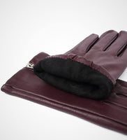 1 x Brand New YISEVEN Women s Gloves Touch Screen Warm Velvet Lined Long Modern Sheep Leather Lambskin Full Finger, Wine Red Zipper 7.5 L - RRP €21.6