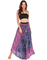 1 x Brand New Women s Maxi Skirt Bohemian One Size Long Skirt Floral Elastic Waist Adjustable Dress Summer Skirt Boho Floral Pattern Beach Skirt Large Hem Dance Skirt Belly Dance Bohemian Beach Dresses-Rose Red - RRP €34.99