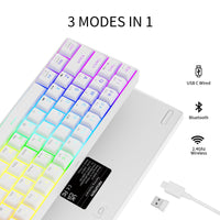 1 x RAW Customer Returns Newmen GM610 Gaming Keyboard Wireless, 60 Mechanical Bluetooth 2.4G Cable, 61 Keys RGB Lighting Hot Swap Anti Ghosting TKL Mini QWERTY Keyboard for PC Win Mac, Red Switches, White - RRP €54.44