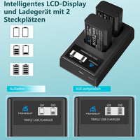 1 x RAW Customer Returns Homesuit NP-FW50 Battery 1300mAh and USB LCD Charger Kit for Sony ZV-E10, A6000, A6500, A6300, A6400, A7II, A7RII, A7SII, A7S2, A7R, A7R2, A55, A5100, RX10 Camera 2-Pack  - RRP €32.26