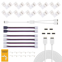 1 x RAW Customer Returns LED strip connector, LED strip extension, LED strip corner connector, LED strip fastening clips, for 10mm 4-pin RGB 5050 LED strip - RRP €10.07