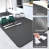 1 x RAW Customer Returns SOQKEEN Dish Draining Mat, 50 x 40 cm Coffee Machine Mat Absorbent Drying Mat with Dirt-Repellent Rubber Sole Dish Draining Mat Sink for the Kitchen, Coffee Machine Dark Gray  - RRP €16.0