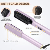 3 x Brand New Fast Heating Ionic Smoothing Brush, Adjustable Temperature 80-230 C, Smoothing Plate with LCD Display, Professional Styling Tool, EU Plug Purple  - RRP €79.2