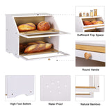 1 x RAW Customer Returns Leader Accessories Bamboo Bread Box 2 Tier Bread Container Food Safe Bread Storage Easy Care 39x25x32cm White - RRP €62.81