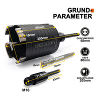 1 x RAW Customer Returns GVHAKG diamond drill bit, countersink core drill bit, SET 68mm, segment height 10mm, slotted on the side, with center drill 10x120 mm, for electrical flush-mounted boxes in concrete, masonry and stone - RRP €35.98