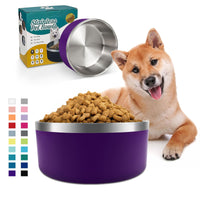 10 x Brand New IKITCHEN Dog Food and Water Bowl 1.8L Stainless Steel Durable Non-Slip Double Wall Insulated Heavy Duty with Rubber Base for Medium and Large Dogs 1.8L, Purple  - RRP €227.8