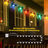 1 x RAW Customer Returns SALCAR Solar String of LED Lights 5 Meters, 20 Butterfly Decoration, Solar String Light for Christmas, Parties, Celebrations RGB  - RRP €11.09