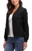 1 x RAW Customer Returns MISS MOLY Bomber Jacket Womens Flight Jacket Zip Up Lightweight Jacket Multi-Pocket Black Large - RRP €40.33