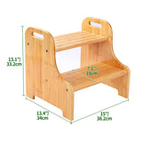 1 x RAW Customer Returns VaeFae Bamboo Step Stool 2 Steps Non-Slip with 2 Handles - RRP €43.0