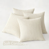 1 x RAW Customer Returns MIULEE Set of 4 Cushion Covers Corduroy Cushion Cover Decorative Pillowcase Sofa Cushion Couch Cushion Throw Pillow Decorative Pillowcase Decorative Cushion Cover with Hidden Zipper 40x40cm 16x16in Cream - RRP €24.49