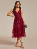 1 x RAW Customer Returns Ever-Pretty Women s Wedding Guest Dress Backless Sequin Leaf V-Neck Empire Waist Elegant Dress Ladies Sparkling Ceremony Burgundy 48 - RRP €65.89