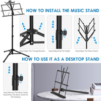 1 x RAW Customer Returns K KASONIC Music Stand, Kasonic 2 in 1 Dual-use Folding Music Stand and Desktop Book Stand, Portable and Lightweight with Sheet Music Clip Holder - RRP €19.58