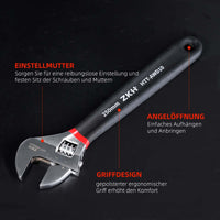 1 x RAW Customer Returns ZKH 150mm wrench, adjustable wrench, single open-end wrench made of chrome-vanadium steel max. 20mm jaw width  - RRP €9.99