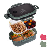 2 x RAW Customer Returns Picnico lunch box for children and adults - lunch box for children with compartments - lunch box with compartments - lunch box with divider - bento box including spoon and fork - snack box green - RRP €47.0