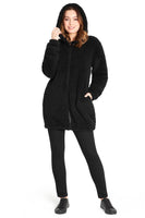 1 x RAW Customer Returns CityComfort Women s Teddy Fleece Hoodie, Fluffy, Warm with Zip Black Long, L  - RRP €20.99