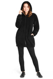 1 x RAW Customer Returns CityComfort Women s Teddy Fleece Hoodie, Fluffy, Warm with Zip Black Long, L  - RRP €20.99