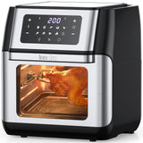 1 x RAW Customer Returns Innsky 10 Liter Air Fryer, 10 in 1 Hot Air Oven with LED Touch Screen, 1500W Oil-Free Fryer, Frying, Grilling, Oven, Roasting, 6 Accessories and Recipe Book - Stainless Steel - RRP €109.99