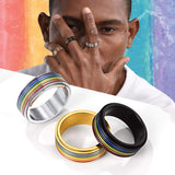 1 x Brand New PROSTEEL Spinner Ring Black Men Women Size 54, LGBT Anti-Stress Ring for Gay Lesbian - RRP €20.4