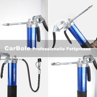 1 x RAW Customer Returns CarBole one-hand grease gun 8000PSI, with 18 inch flexible hose and 6 inch metal extension tube, with two nozzles, compatible with 400cc ink cartridge, blue - RRP €32.03