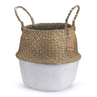 1 x RAW Customer Returns DOKOT Seagrass Basket Flowerpot Natural Basket Woven Laundry Basket With Handle for Plant Toy Storage White  - RRP €26.0