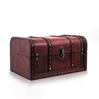 1 x RAW Customer Returns Treasure chest Caribe - box with lock and key - wooden chest, treasure chest 28x19x15cm large - ideal as a gift box for e.g. wedding and birthday - RRP €29.23