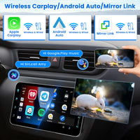 1 x RAW Customer Returns Hikity Wireless Carplay Car Radio 1Din Bluetooth with Screen 9 Inch HD Touchscreen Radio Stereo 1 Din with Phone Holder Android Auto Bluetooth USB FM Mirror Link Steering Wheel Control Rear View Camera - RRP €170.99