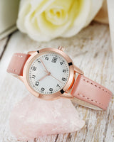 1 x RAW Customer Returns CIVO Ladies Watch Pink Leather Ladies Watch Analogue Waterproof Small Dial Design Wrist Watch Women Quartz Date Elegant Ladies Watches - RRP €19.15