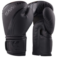 1 x RAW Customer Returns SAWANS Professional Boxing Gloves for MMA Sparring Kickboxing Punching Bag Training Muay Thai Fighting Matte Black, 16 OZ  - RRP €26.59