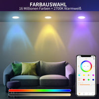 1 x RAW Customer Returns DUSKTEC recessed spotlight LED RGB dimmable Alexa, LED spots 230V RGBW warm white 68mm Smart, ceiling spots LED 7W color  Bluetooth, IP44 ceiling spotlight colored with  mobile phone controllable for bathroom 4-pack - RRP €35.18