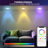 1 x RAW Customer Returns DUSKTEC recessed spotlight LED RGBW 230V, Smart LED spots RGB 10W APP dimmable Alexa control, ceiling spots flat Bluetooth warm white 2700K 1000LM, IP44 ceiling spotlight colorful, recessed lights ceiling LED DT - RRP €38.99