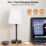 1 x RAW Customer Returns Kakanuo Bedside Lamp Touch Dimmable Set of 2, Table Lamp with Charging Function USB A C Ports Sockets 2 LED Bulbs, White Lampshade, Small Lamp for Bedroom Living Room Baby Room Office - RRP €63.92