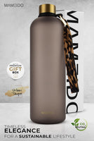 1 x RAW Customer Returns MAMEIDO 1.5 liter water bottle - 1.5l motivational bottle without BPA, anti-drip, Tritan bottle for School, Gym, Office Urban Taupe Gold, 1500ml  - RRP €25.99