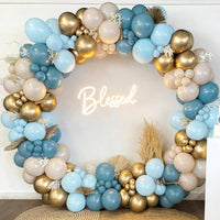 1 x RAW Customer Returns Balloons Birthday Blue Beige, 152 Pieces Balloon Garland Blue Light Blue Beige Gold, Blue White Sand Balloons Garland for Birthday Baby Shower Bridal Shower Wedding Gender Reveal - RRP €13.99