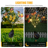 12 x Brand New Solar garden lights for outdoors, solar butterfly with 14 daisies, butterflies solar lamps garden decoration waterproof for balcony, terrace, spring decoration outside decorative yellow  - RRP €244.8