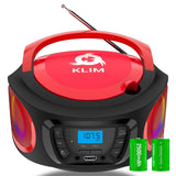 1 x RAW Customer Returns KLIM Boombox Radio with CD Player - NEW 2024 - FM Radio, CD Player, Bluetooth, MP3, USB, AUX - Includes rechargeable batteries - Wired and wireless modes - Compact and robust Red  - RRP €59.97