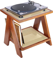 1 x RAW Customer Returns bimiti 2 Tier Record Player Stand Wooden Furniture Table Record Player Table Record Player Shelf Storage for Vinyl Records Media Shelf - RRP €84.85