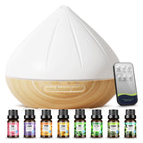 1 x RAW Customer Returns Aroma Diffuser for Essential Oils, 500ml Diffuser with 8x10ml Essential Oils Set, Remote Control Humidifier Room Fragrance with 14-Color LED Light for Bedroom White  - RRP €26.99