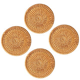 1 x RAW Customer Returns Trsnzul Round Placemats 4 Pieces Rattan Placemats Rattan Placemats Placemat Coasters Cup Round Straw Placemats Suitable for Home Restaurant - RRP €13.55