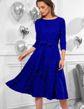 1 x RAW Customer Returns DRESSTELLS women s vintage retro dresses elegant swing A-line dress evening dresses long sleeve cocktail dress festive midi length Audrey Hepburn dress short glitter royal blue M - RRP €45.37